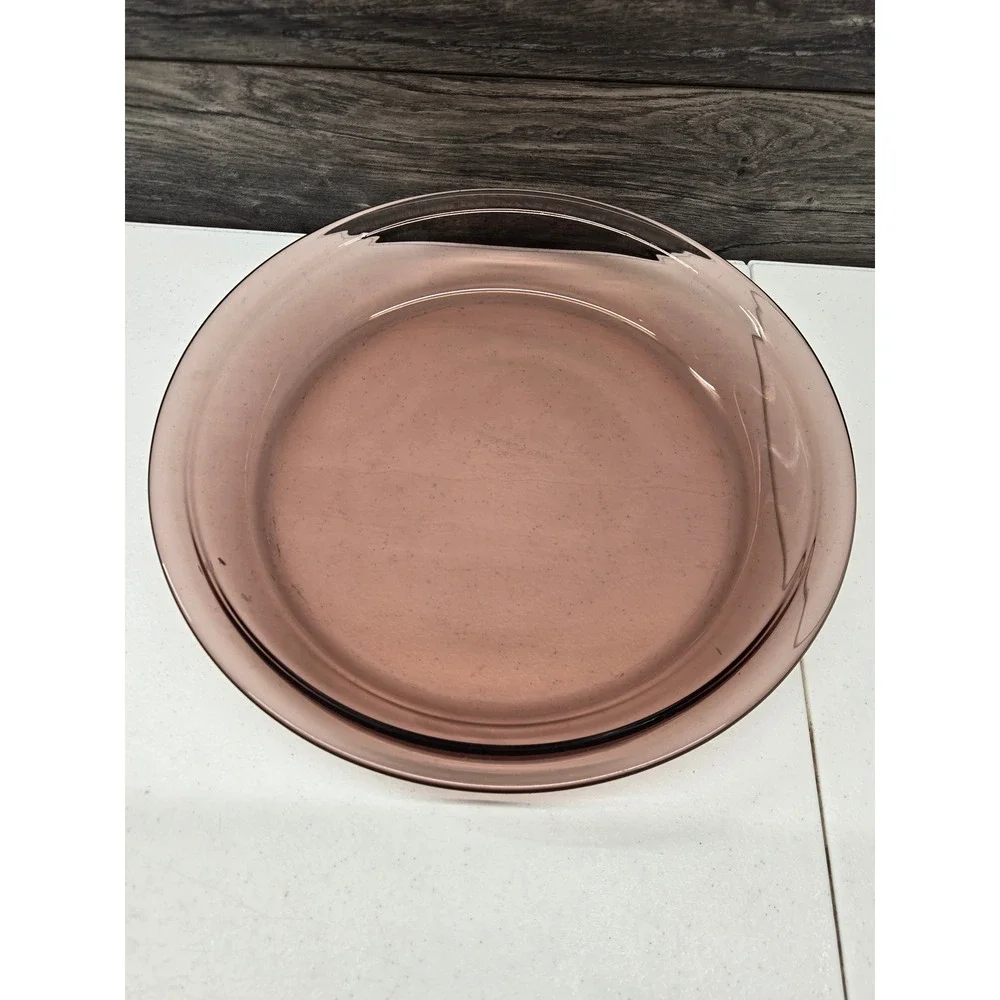 Vintage Pyrex Visions Cranberry Glass Pie Plate 9 Inch Round Baking Dish 209 USA